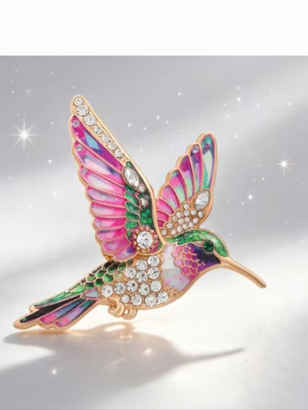 Hummingbird Rhinestone Brooch Tropical Wear Resort Wear Hummingbird Accessories - Picture 5 of 5